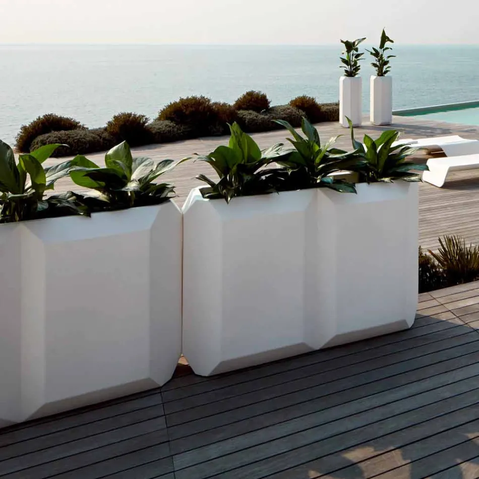 Vazo të Bardhë të Brendshme ose të Jashtme në Plastikë me 3 Madhësi - Gem nga Myyour Viadurini