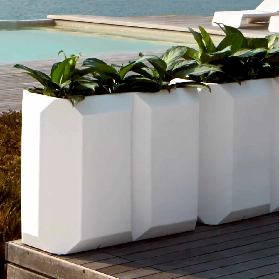 Vazo të Bardhë të Brendshme ose të Jashtme në Plastikë me 3 Madhësi - Gem nga Myyour Viadurini