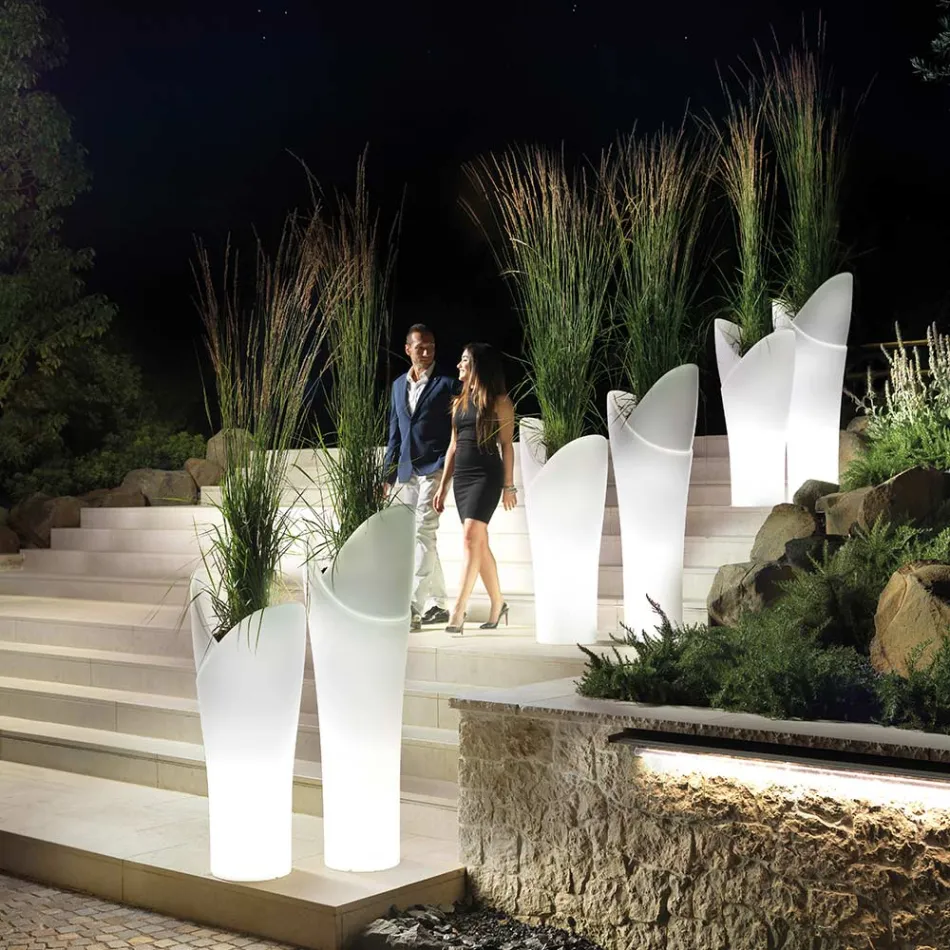 Vazo ndriçuese e jashtme në polietileni të bardhë Prodhuar në Itali - Galileo Viadurini