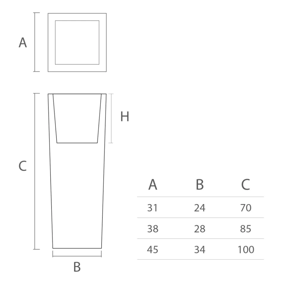 Vazo e jashtme katrore me polietileni me ngjyra Prodhuar në Itali - Marilard Viadurini