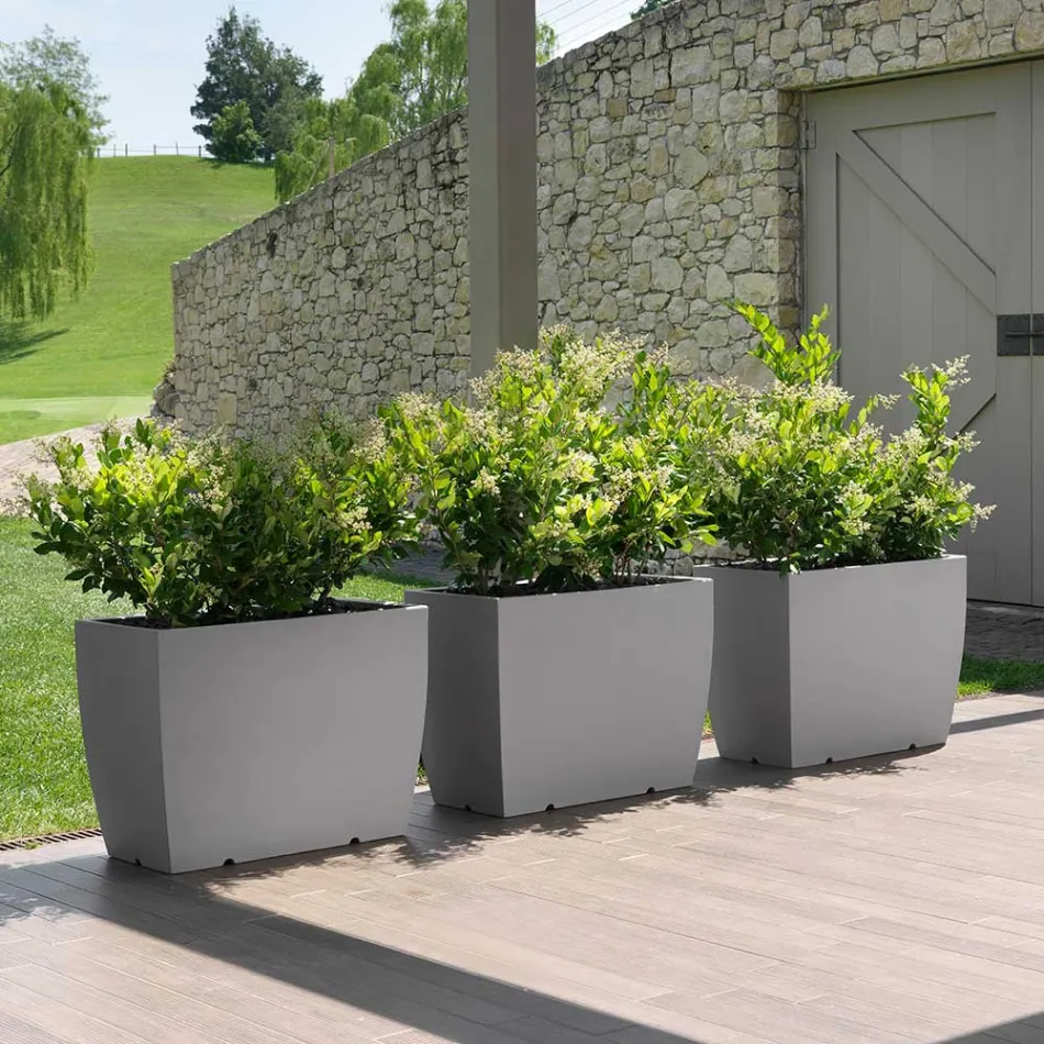 Vazo e jashtme drejtkëndore në polietileni Prodhuar në Itali - Albarone Viadurini