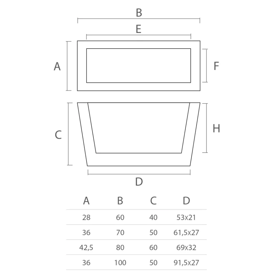 Vazo e jashtme drejtkëndore në polietileni Prodhuar në Itali - Albarone Viadurini