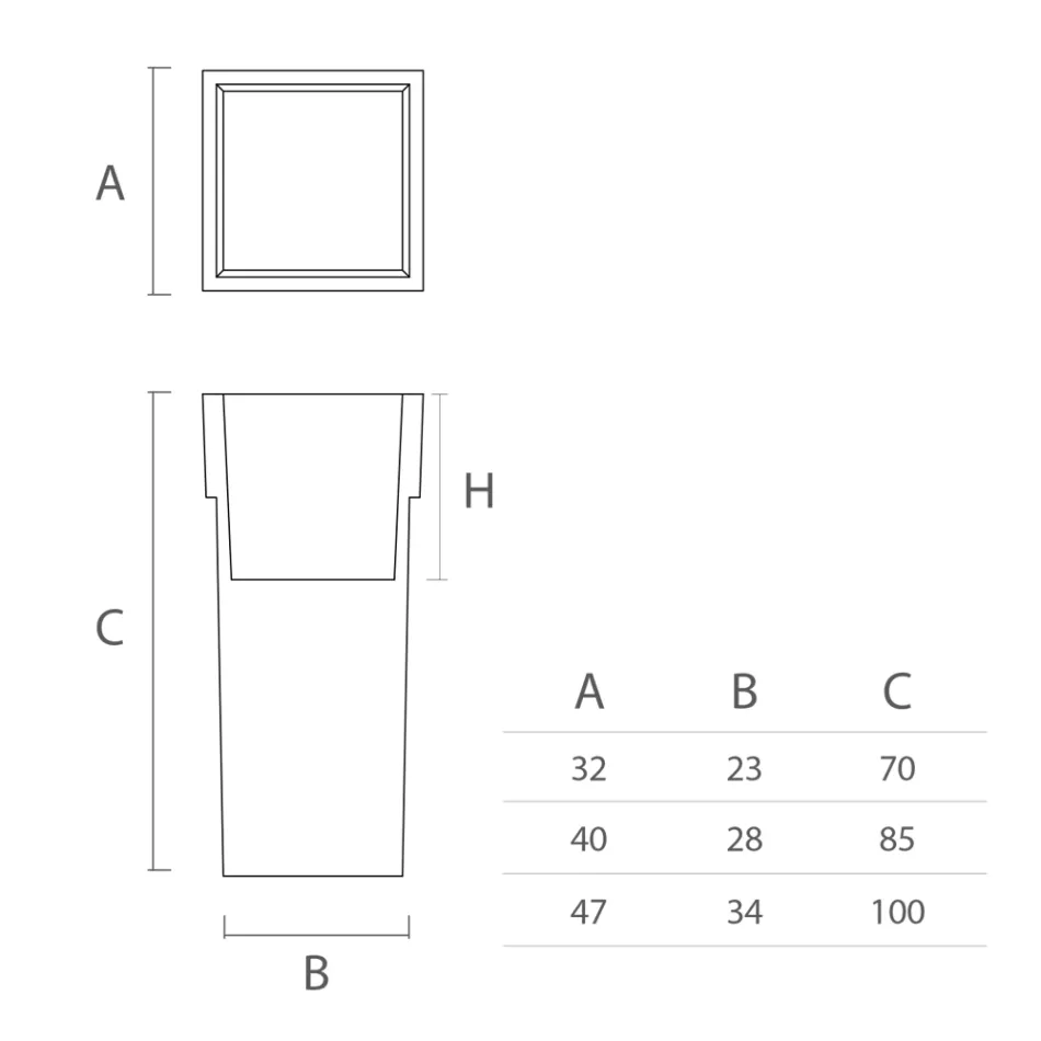 Tenxhere kopshti katror në polietileni me ngjyrë Prodhuar në Itali - Vidal Viadurini