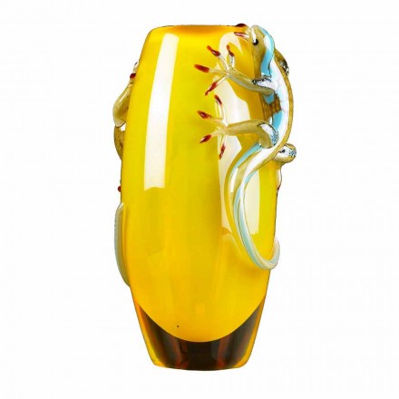 Vazo prej qelqi me njolla me Geckos punuar me dorë në Itali - Geco Viadurini