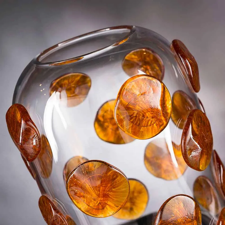 Vazo shtëpie në xham Murano me detaje me ngjyra Prodhuar në Itali - Mirtos Viadurini