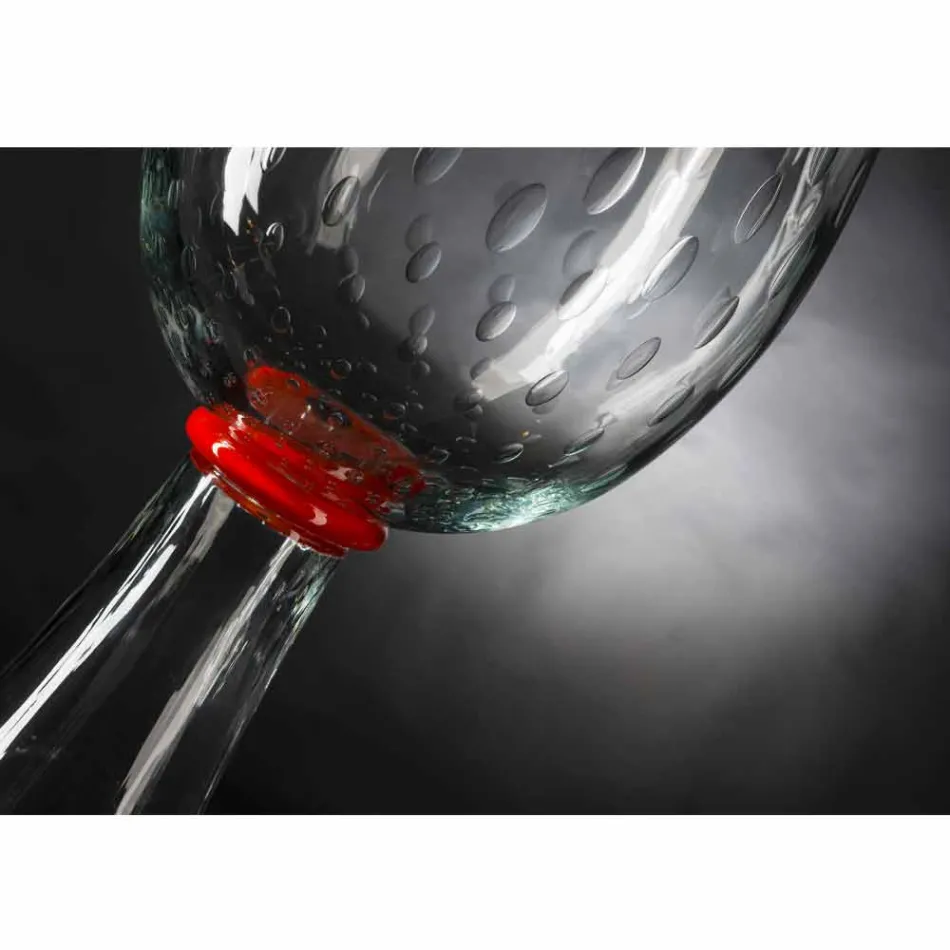 Vazo e Brendshme në Xham Murano me Detaje të Kuqe Prodhuar në Itali - Copernicus Viadurini