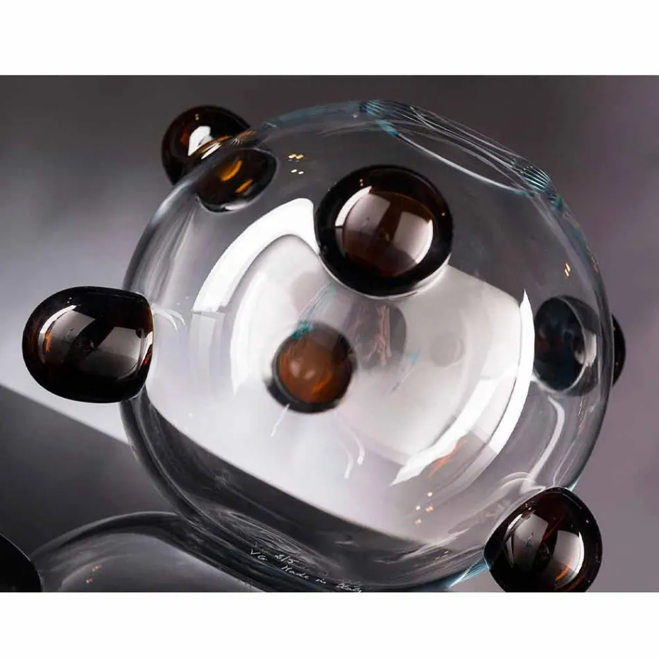 Vazo e Brendshme e Rrumbullakët në Xham të Lulëzuar Murano Prodhuar në Itali - Astore Viadurini