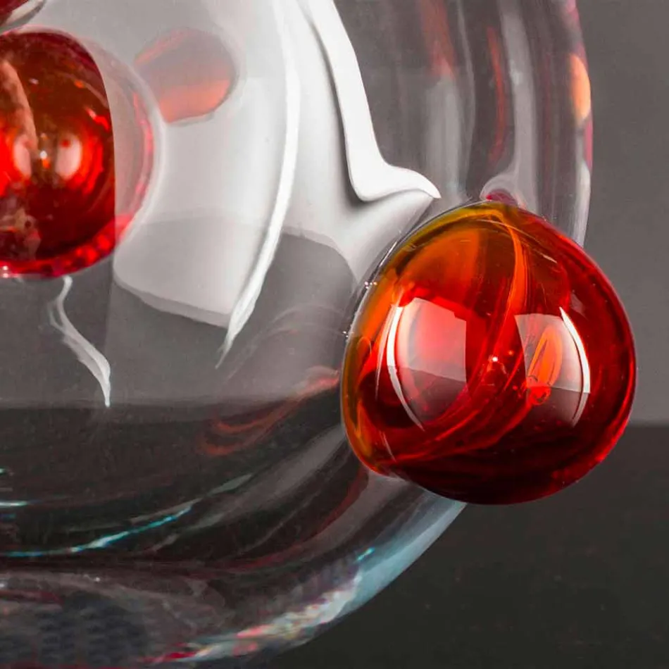 Vazo e Brendshme e Rrumbullakët në Xham të Lulëzuar Murano Prodhuar në Itali - Astore Viadurini