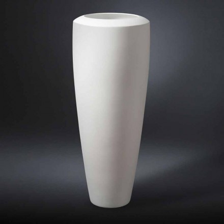 Vazo e bardhë qeramike dekorative e gjatë e prodhuar në Itali - Xhaka Viadurini