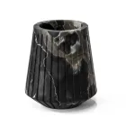 Vazo e ulët dekorative në mermer Portoro me dizenjo me vija Prodhuar në Itali - Kajro Viadurini