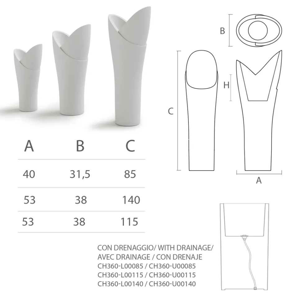 Vazo dekorative për ambiente të brendshme me polietileni me ngjyra Prodhuar në Itali - Cervia Viadurini
