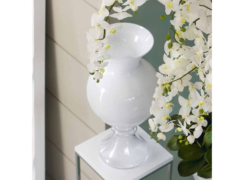 Vazo dekorative e brendshme ne xham te bardhe dhe transparente prodhuar ne Itali - Frodino Viadurini