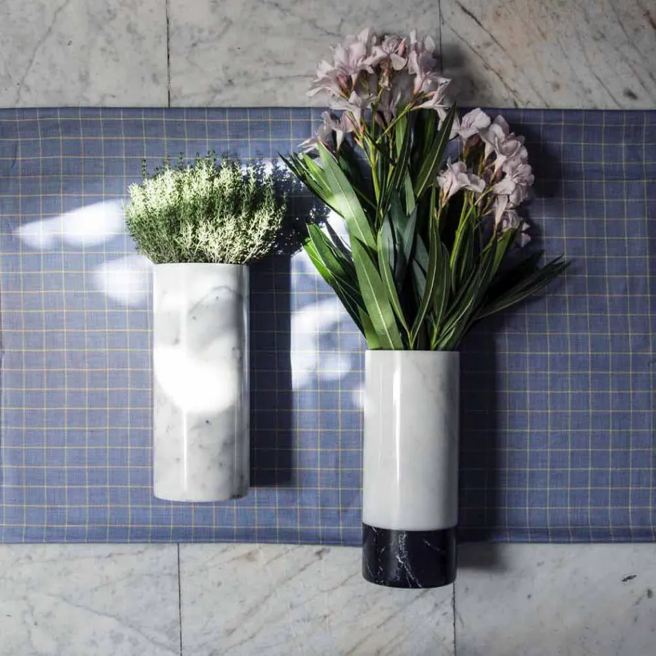 Vazë dekorative me mermer të bardhë Carrara e bërë në Dizajn të Italisë - Nevea Viadurini