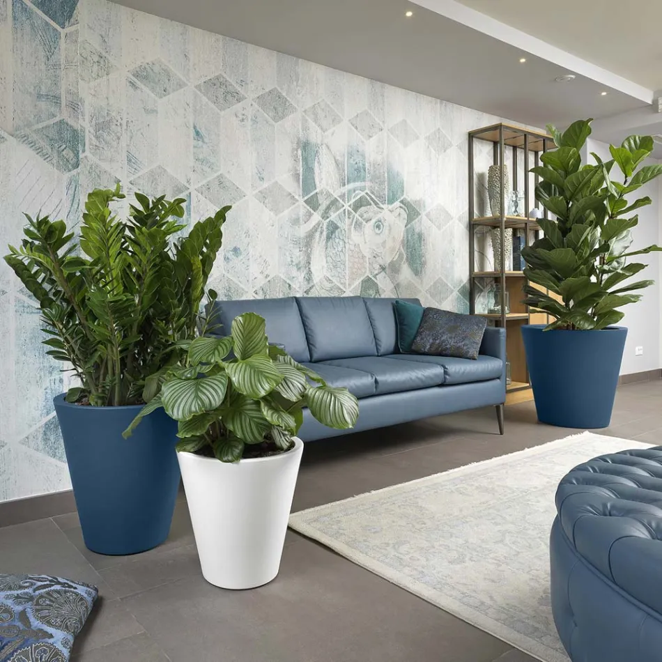 Vazo dekorative polietileni me ngjyrë të rrumbullakët Prodhuar në Itali - Mengo Viadurini