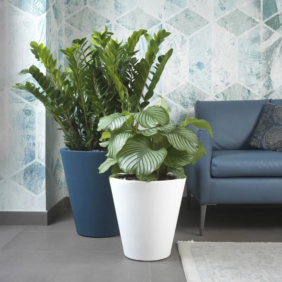 Vazo dekorative polietileni me ngjyrë të rrumbullakët Prodhuar në Itali - Mengo Viadurini