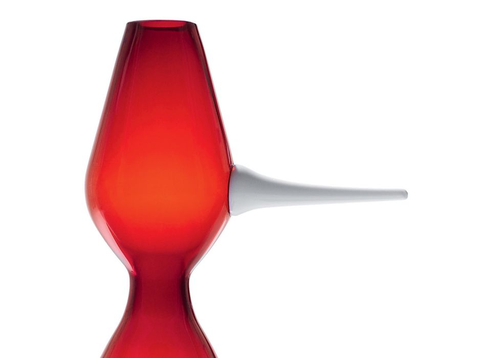 Vazo dekorative e qelqit të kuq Murano të çelur në Itali - Belindo Viadurini