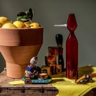 Vazo dekorative e qelqit të kuq Murano të çelur në Itali - Belindo Viadurini