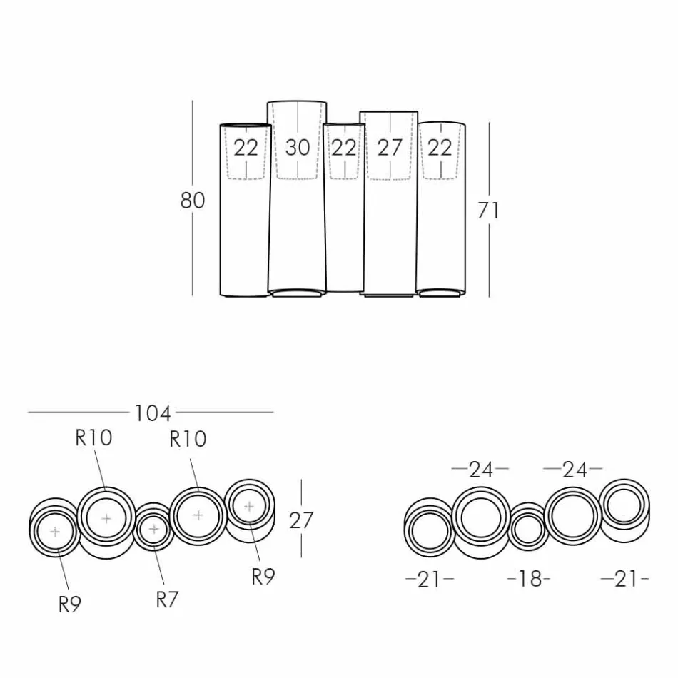 Vazo e ndritshme dekorative Slide Bamboo me dizajn modern prodhuar ne Itali Viadurini