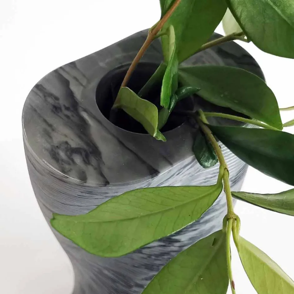 Vazo Moderne Dekorative në Mermer Bardiglio Fiorito Prodhuar në Itali - Dido Viadurini