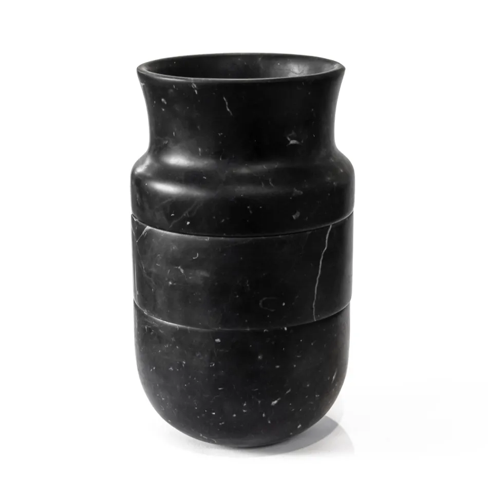 Dekor vazoje me mermer të bardhë Carrara dhe dizajn Marquinia të zezë - Calar Viadurini