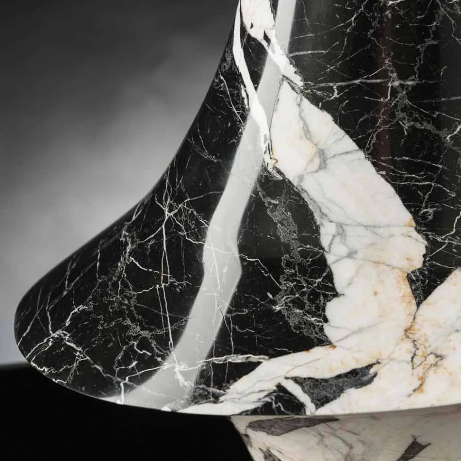 Vazo elegante e brendshme me mermer te bardhe dhe te zi prodhuar ne Itali - Origjinale Viadurini