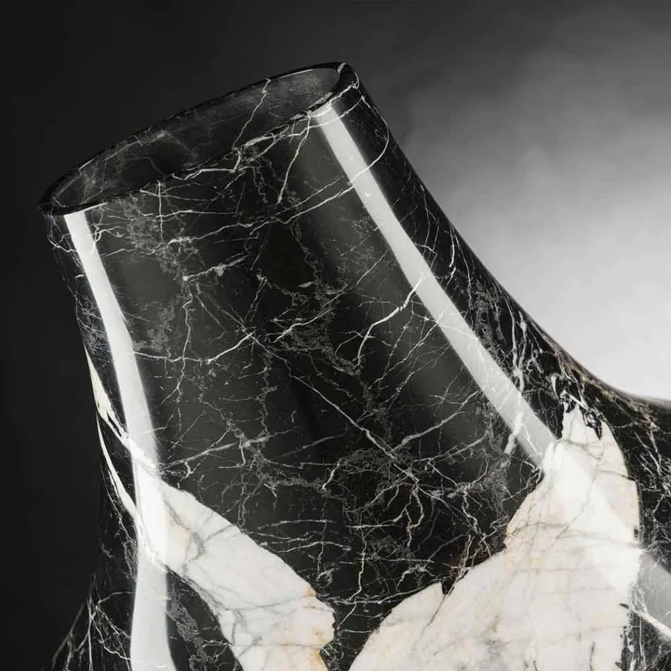 Vazo elegante e brendshme me mermer te bardhe dhe te zi prodhuar ne Itali - Origjinale Viadurini