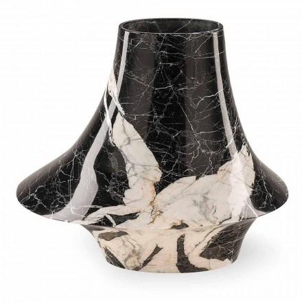 Vazo elegante e brendshme me mermer te bardhe dhe te zi prodhuar ne Itali - Origjinale Viadurini