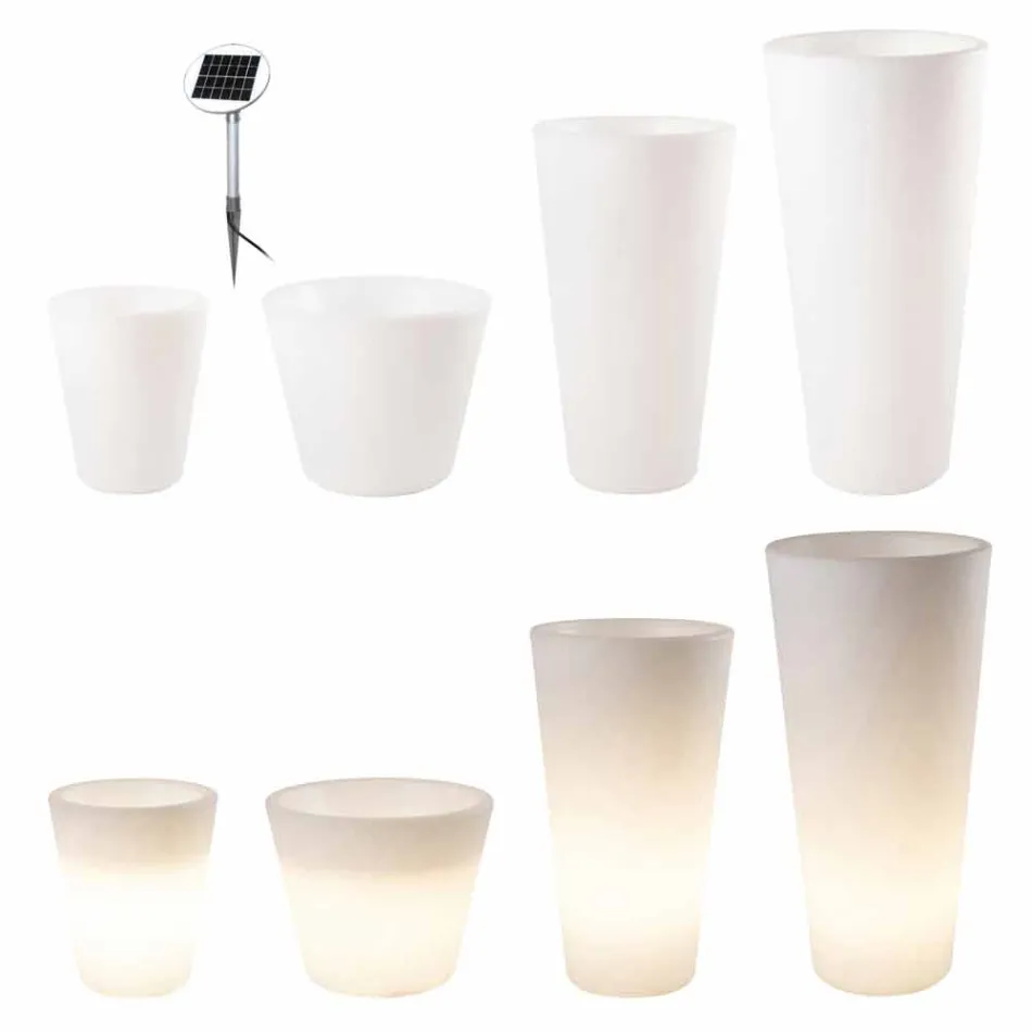 Tenxhere me ndriçim LED shumëngjyrësh ose diellor për kopsht ose dhomë të gjallë - Vasostar Viadurini