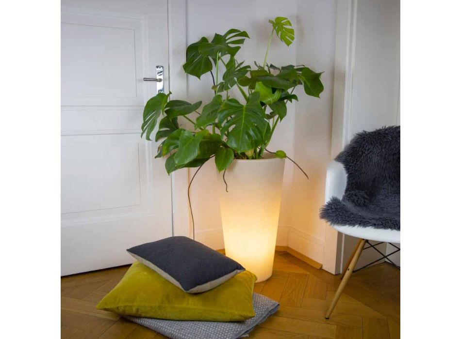 Tenxhere me ndriçim LED shumëngjyrësh ose diellor për kopsht ose dhomë të gjallë - Vasostar Viadurini