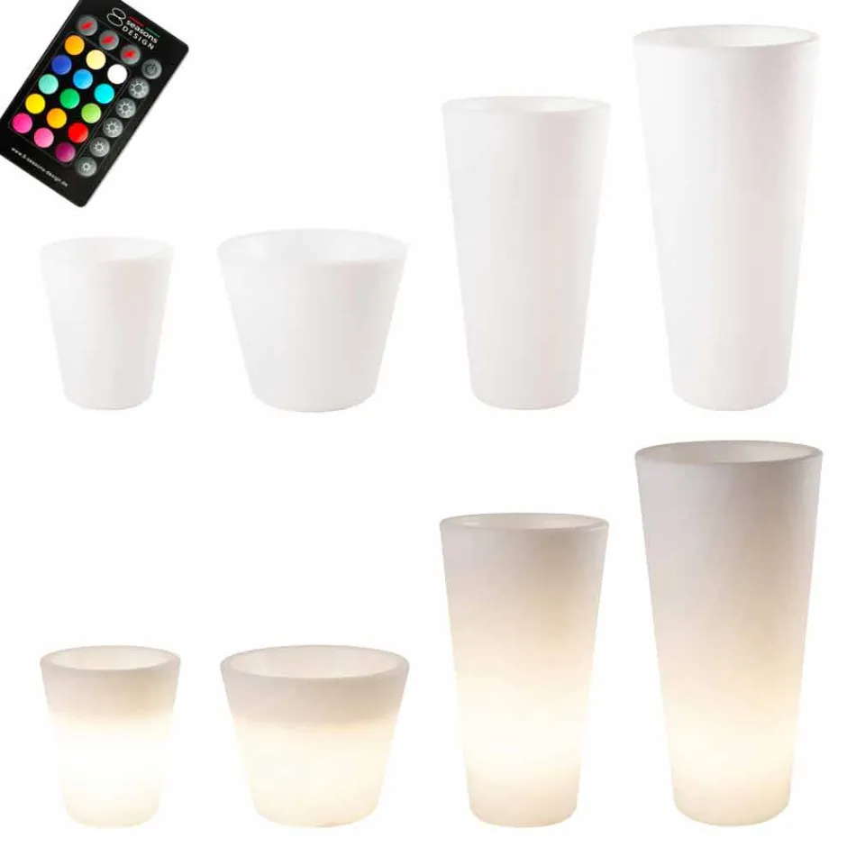 Tenxhere me ndriçim LED shumëngjyrësh ose diellor për kopsht ose dhomë të gjallë - Vasostar Viadurini