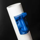 Vazo e bardhe qeramike me insert me ngjyra te punuar me dore ne Itali - Monte Viadurini