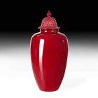 Vazo qeramike e lakuar me te kuqe me dekor te punuar me dore ne Itali - Verio Viadurini