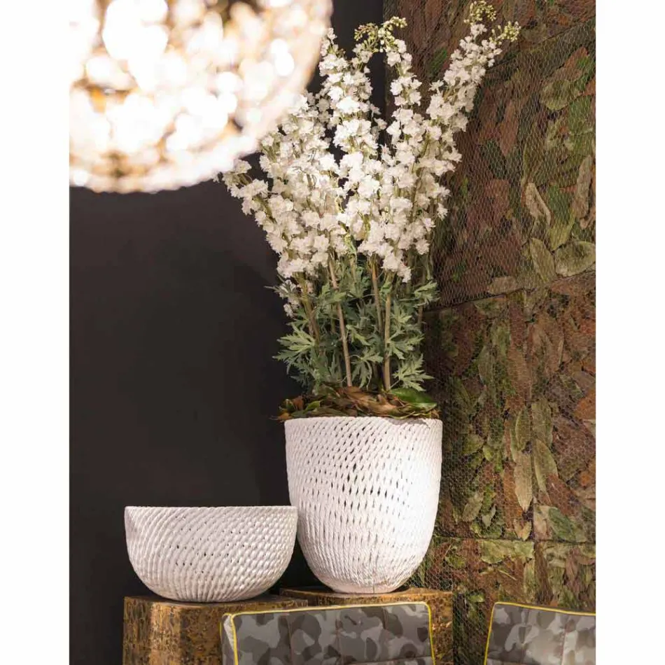 Vazo qeramike e punuar me dorë me Pëlhura të endura Prodhuar në Itali - Napoleon Viadurini