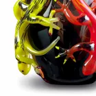 Vazo qelqi me ngjyra me Geckos e punuar me dorë në Itali - Geco Viadurini