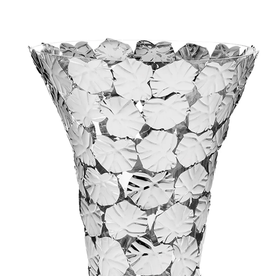 Vazo prej qelqi dhe metali të argjendtë me dekor gjeometrik luksoz - Chirico Viadurini