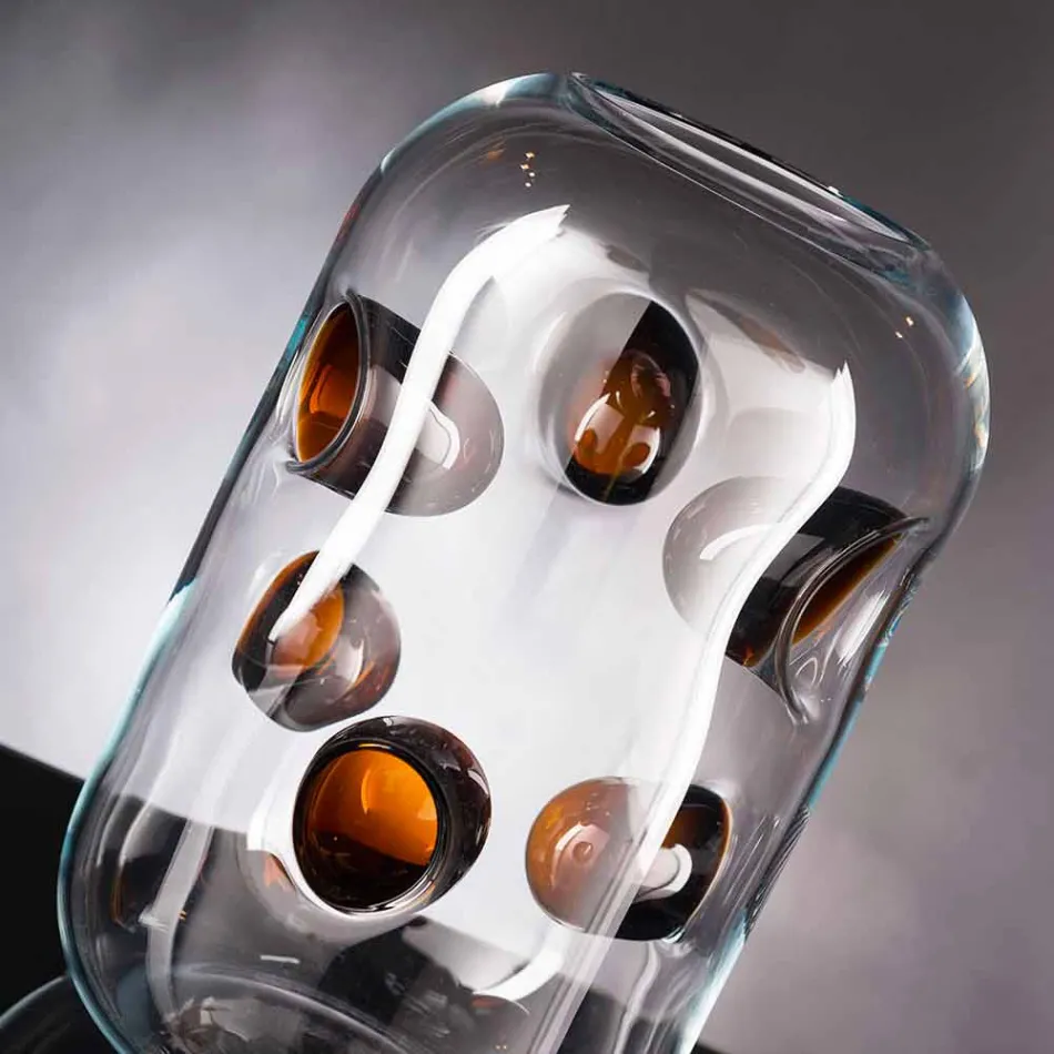 Vazo qelqi në lulëzim Murano me detaje me ngjyra Prodhuar në Itali - Trapani Viadurini