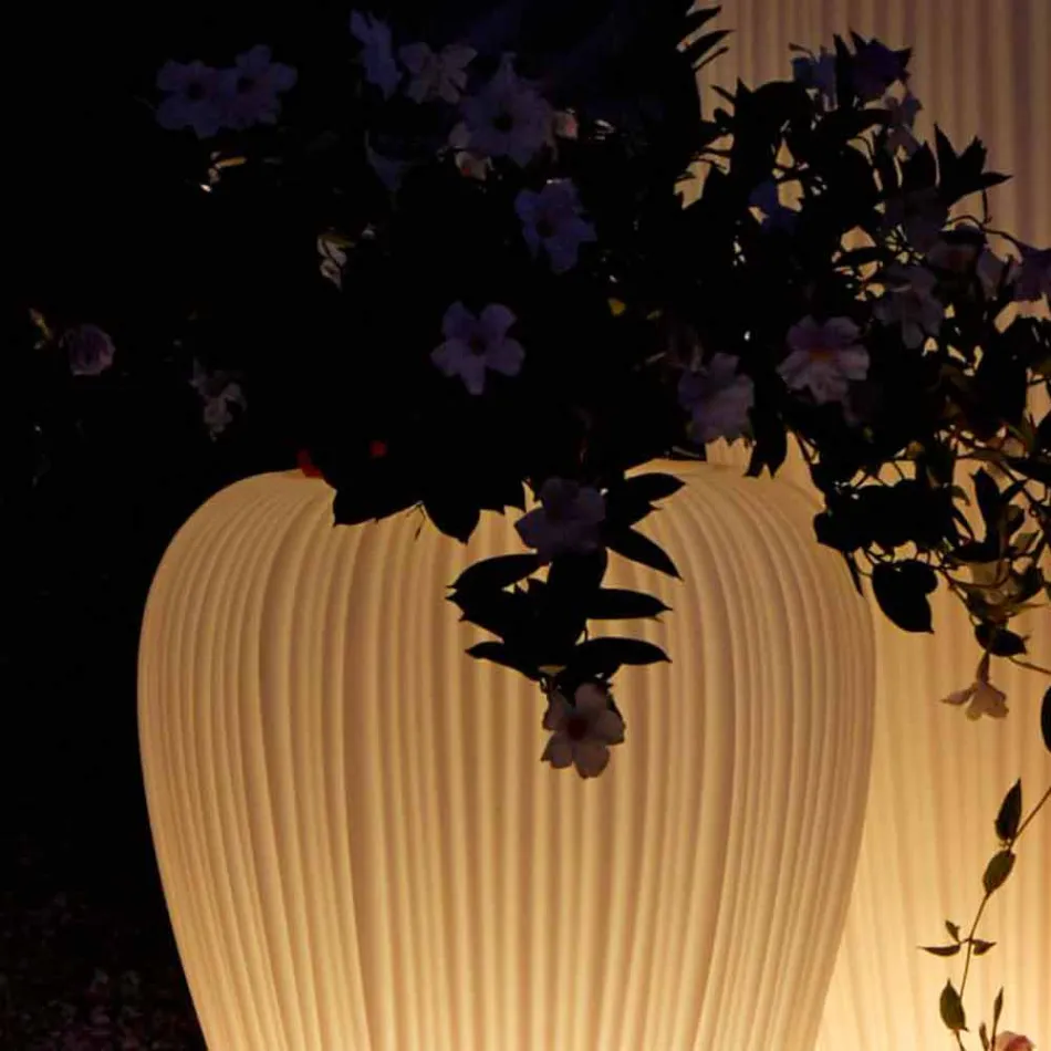 Vazo me dritë të jashtme me Dizajn Modern në Polietileni, 2 Copë - Lëkura nga Myyour Viadurini