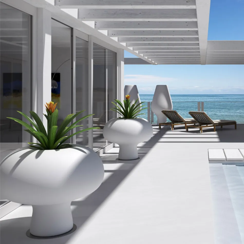 Vazo ndriçuese në natyrë në polietileni me dritë LED të prodhuar në Itali - Boba Viadurini