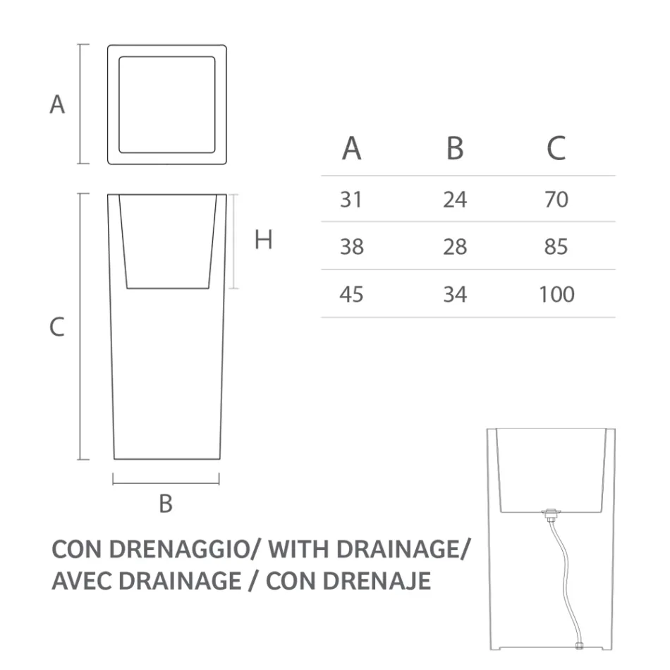 Vazo e gjatë shtëpie në polietileni të bardhë Prodhuar në Itali - Devid Viadurini