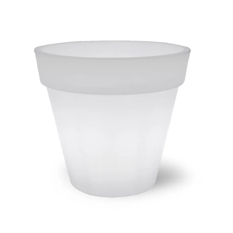 Vazo e ndritshme për ambiente të jashtme në polietileni të bardhë Prodhuar në Itali - Taralla Viadurini