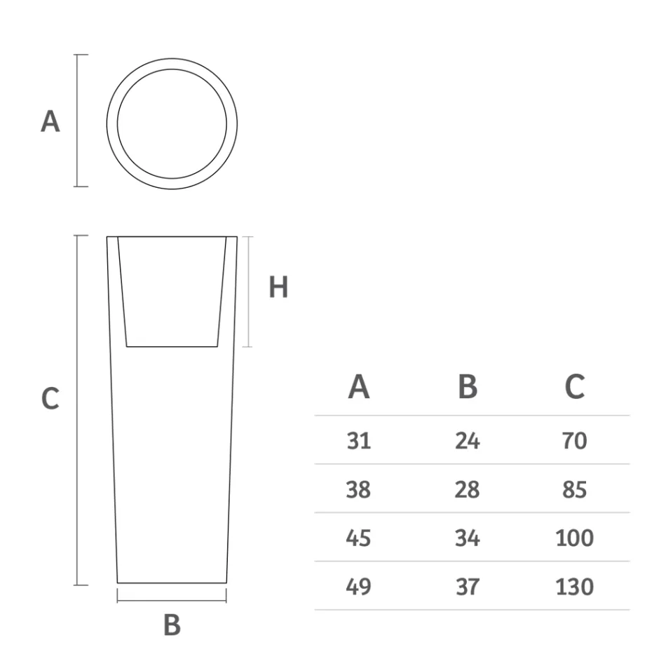Vazo e rrumbullakët në natyrë me polietileni me ngjyrë Prodhuar në Itali - Nippon Viadurini