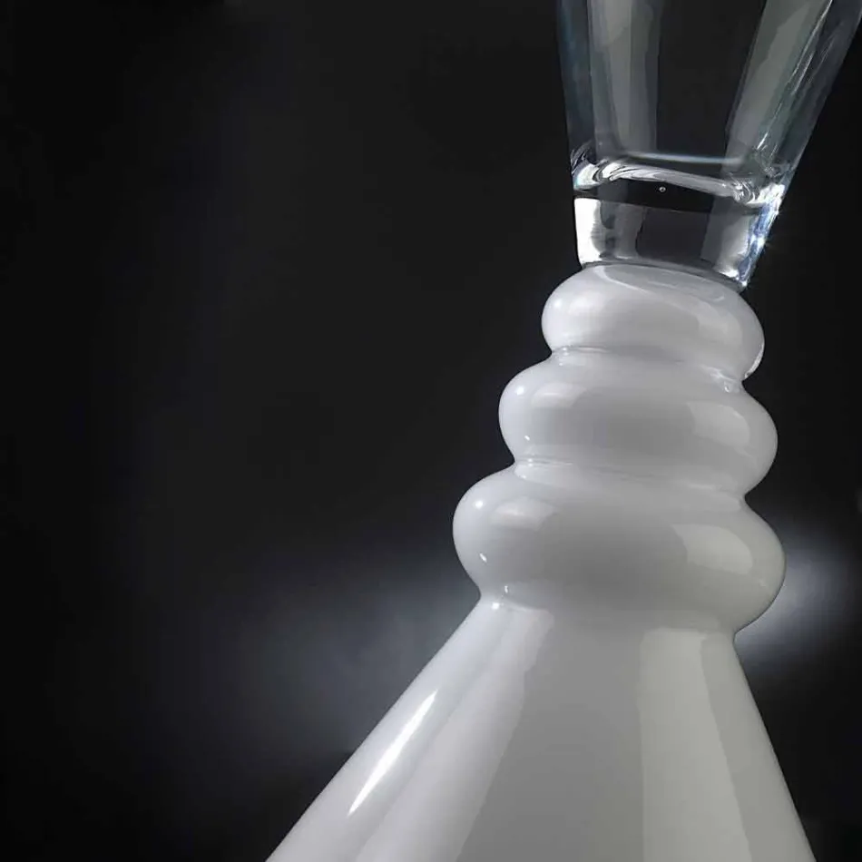 Vazo me lule të bardha dhe transparente prej xhami Prodhuar në Itali - Aramis Viadurini