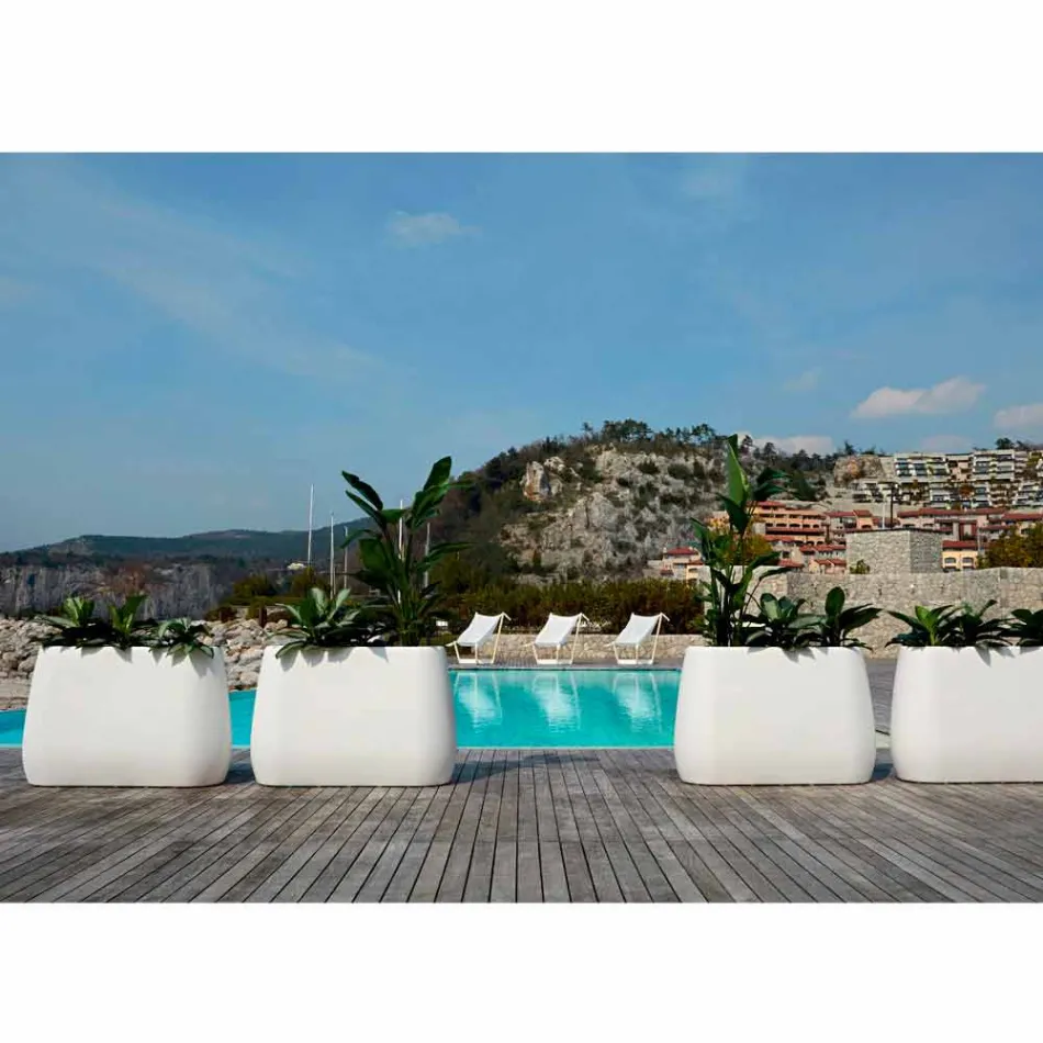 Vazo e Brendshme ose e Jashtme me Dizajn të Bardhë në tre Madhësi, 2 Copë - Pandora nga Myyour Viadurini