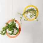 Vazo me lule të varura në çelik dhe qeramike prodhuar në Itali - Leotta Viadurini