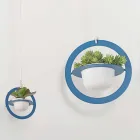 Vazo me lule të varura në çelik dhe qeramike prodhuar në Itali - Leotta Viadurini