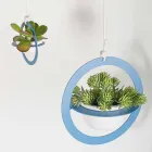 Vazo me lule të varura në çelik dhe qeramike prodhuar në Itali - Leotta Viadurini