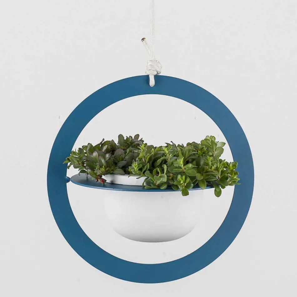 Vazo me lule të varura në çelik dhe qeramike prodhuar në Itali - Leotta Viadurini