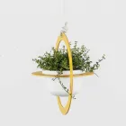 Vazo me lule të varura në çelik dhe qeramike prodhuar në Itali - Leotta Viadurini