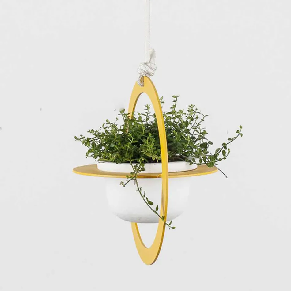 Vazo me lule të varura në çelik dhe qeramike prodhuar në Itali - Leotta Viadurini