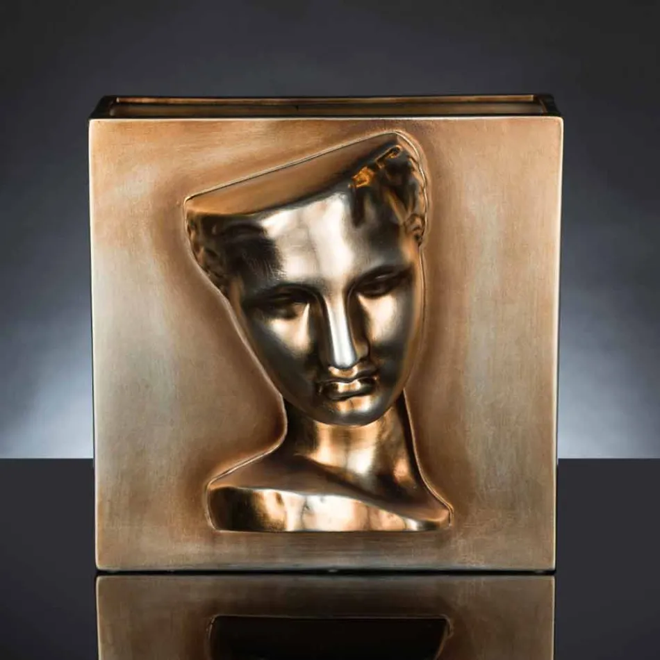 Vazo Moderne Drejtkëndëshe në Qeramikë me Ngjyra të punuar me dorë në Itali - Lucas Viadurini